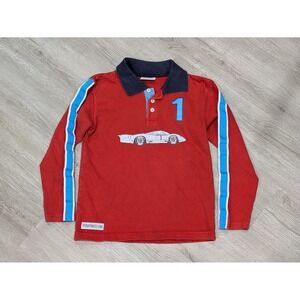 Vintage Porsche Design Polo Shirt Boys 7-8 Red Long Sleeve Racing Car #1 Kids